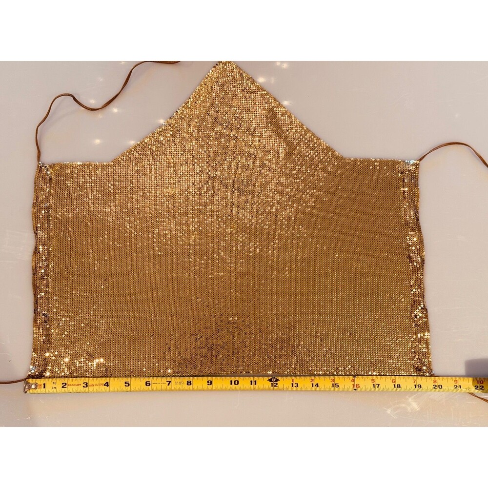 Vintage METAL MESH HALTER TOP Original 70s-80s WHITING & DAVIS Goldtone - Picture 4 of 14